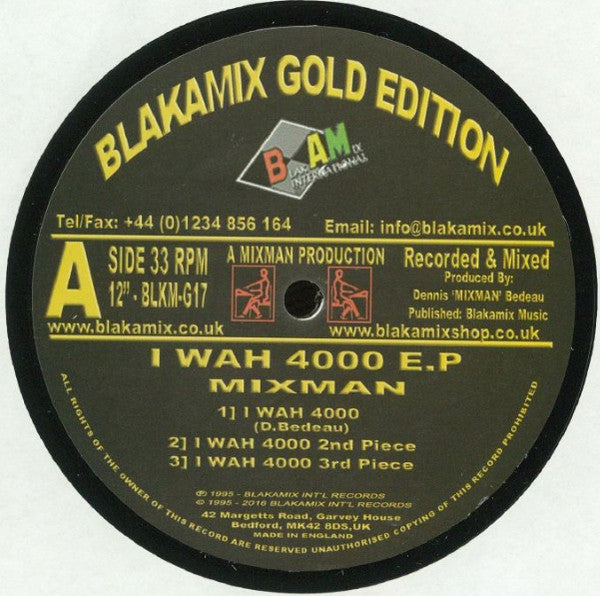 Mixman : Iwah 4000 E.P. (12", EP, RE, Gol)
