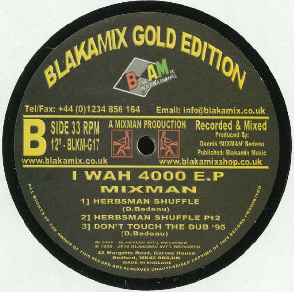 Mixman : Iwah 4000 E.P. (12", EP, RE, Gol)
