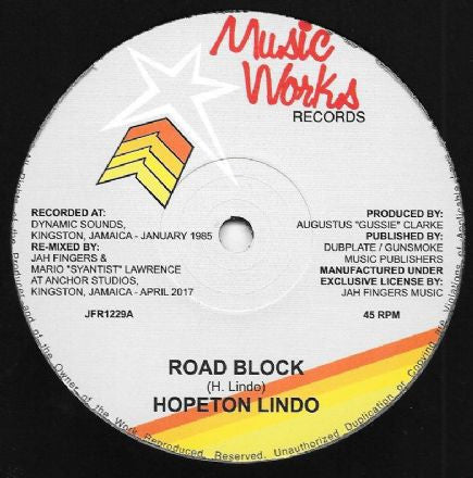 Hopeton Lindo : Road Block (12")