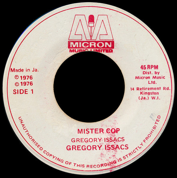 Gregory Issacs* : Mister Cop (7", Red)
