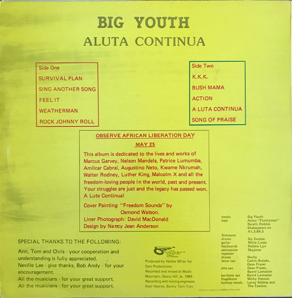 Big Youth : Aluta Continua (LP, Album)
