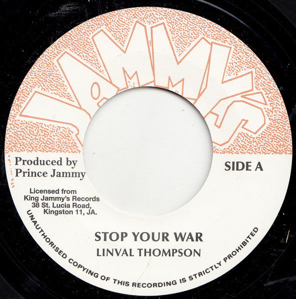 Linval Thompson : Stop Your War (7", Single, RP)