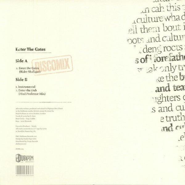 Dubkasm Ft. Rider Shafique : Enter The Gates (12", 180)
