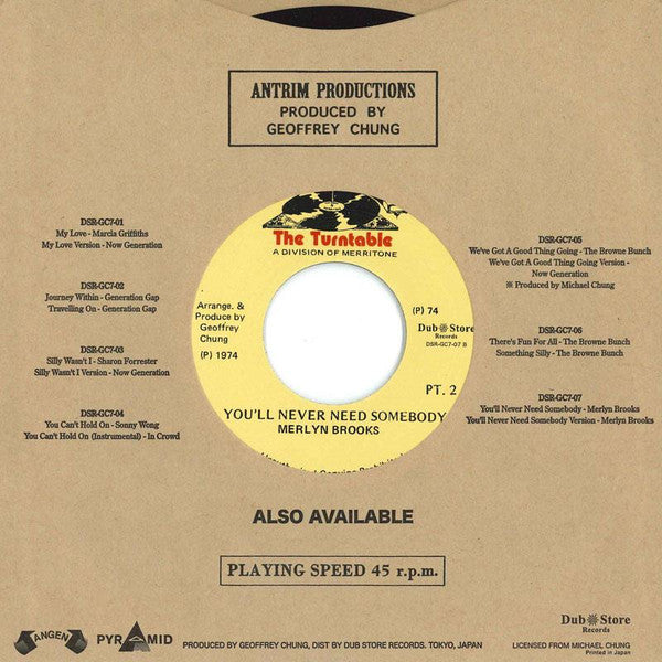 Merlyn Brooks : You'll Never Need Somebody (7", Single, RE)