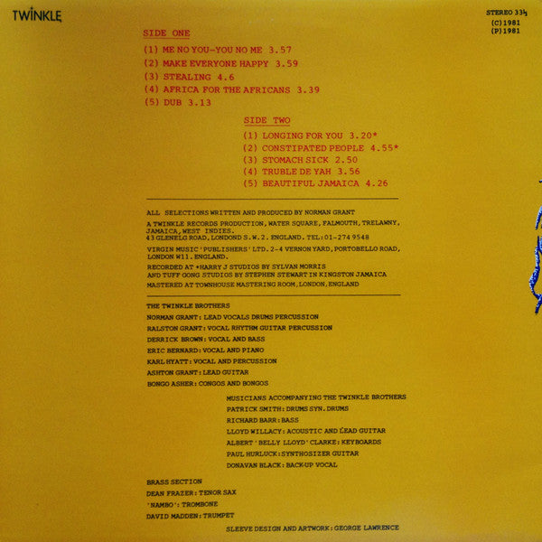Twinkle Brothers : Me No You - You No Me (LP, Album, RP, Bla)