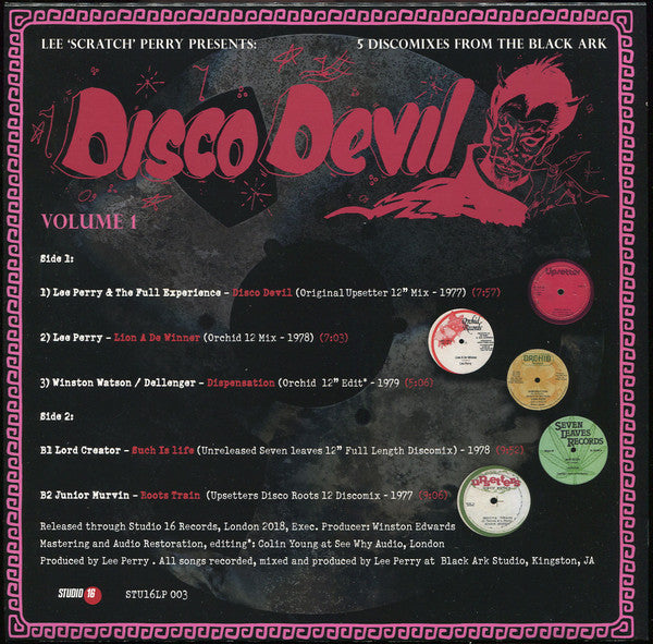 Lee Perry : Disco Devil Vol. 1 (5 Classic Discomixes From The Black Ark Studio 1977-9) (LP, Comp)