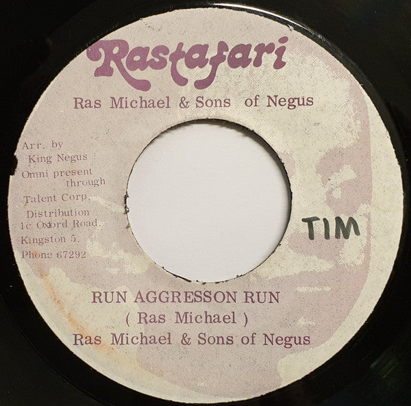 Ras Michael & The Sons Of Negus : Run Aggresson Run / Volenteir Eithopians (7")