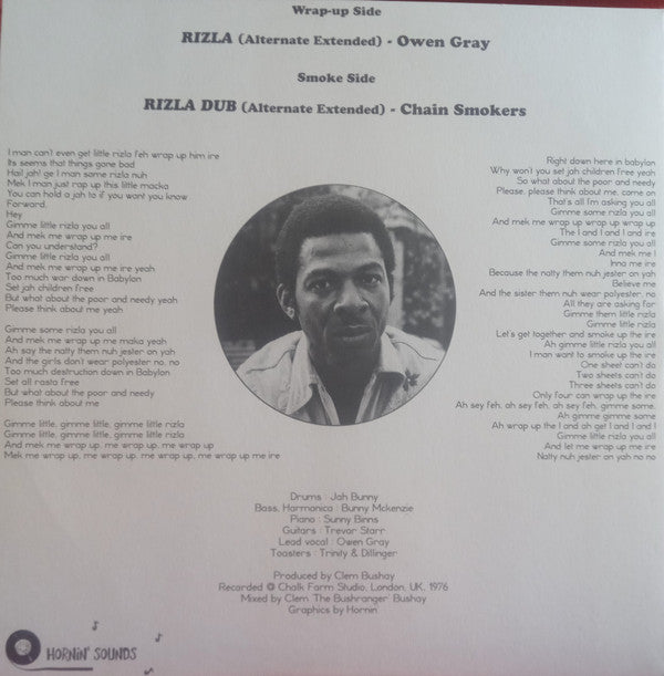 Owen Gray & The Chain Smokers* : Rizla (12", Maxi, Ltd)