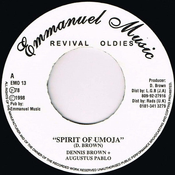 Dennis Brown + Augustus Pablo : Spirit Of Umoja (7", RE)