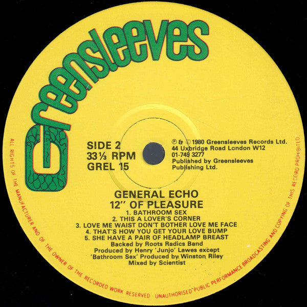 General Echo : 12" Of Pleasure (LP, Album)