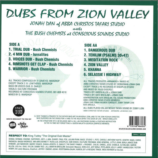 Jonah Dan meets The Bush Chemists : Dubs From Zion Valley (LP, RE, RM)