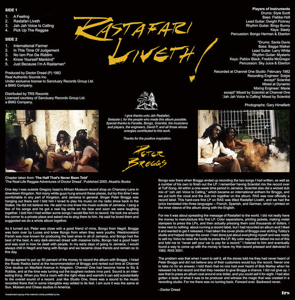 Peter Broggs : Rastafari Liveth! (LP, Album, RE)