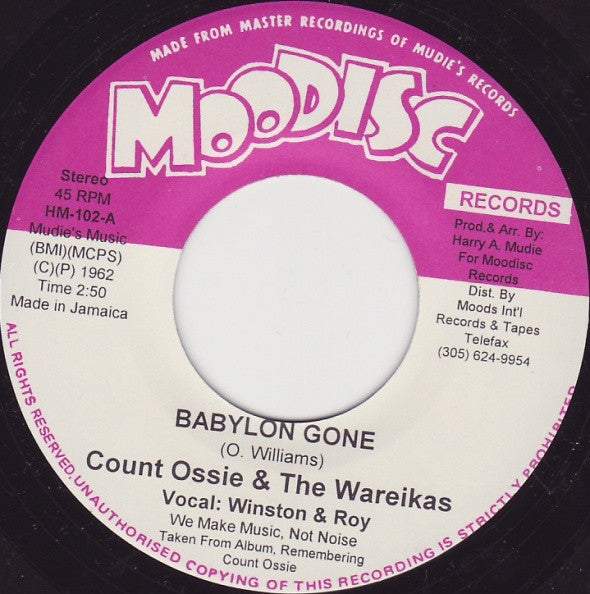 Count Ossie & The Wareikas / Roy Ashmed : Babylon Gone / Circuit Trial (7", RE)