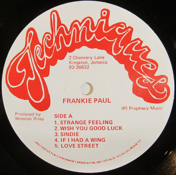 Frankie Paul : Strange Feeling (LP, Album, Red)