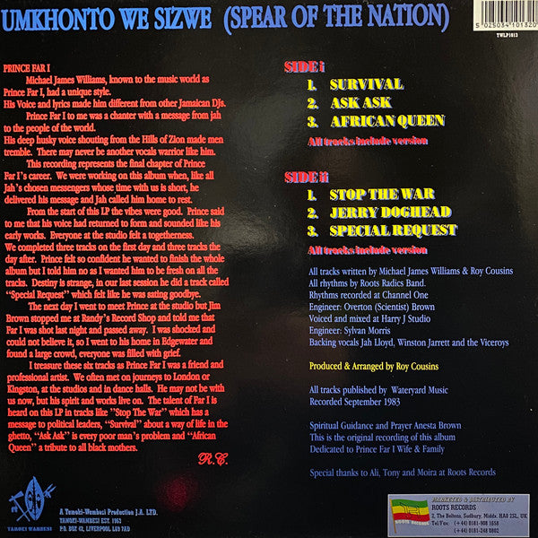 Prince Far I : Umkhonto We Sizwe (Spear Of The Nation) (LP, Album, RE)