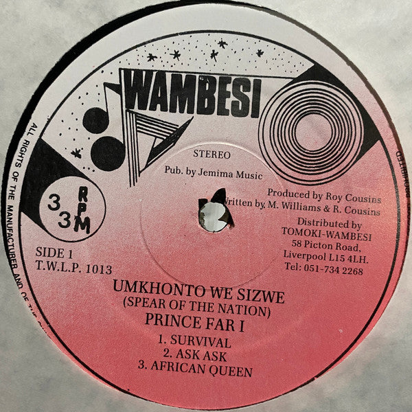Prince Far I : Umkhonto We Sizwe (Spear Of The Nation) (LP, Album, RE)