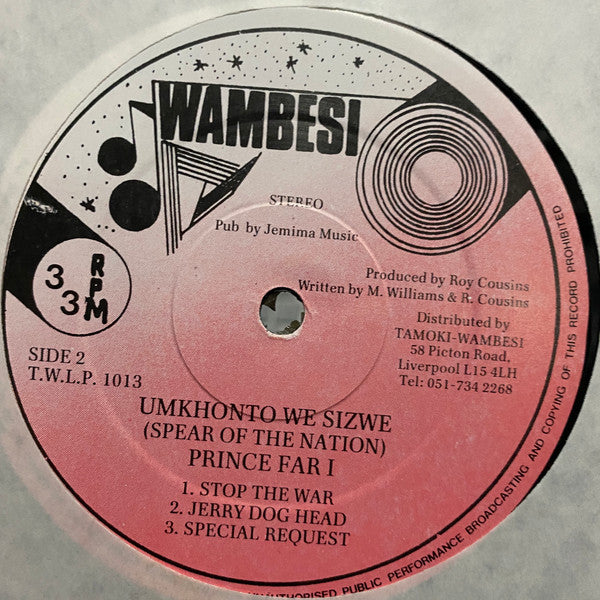 Prince Far I : Umkhonto We Sizwe (Spear Of The Nation) (LP, Album, RE)