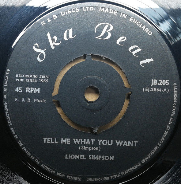 Lionel Simpson : Tell Me What You Want / Love Is A Game (7", Single)