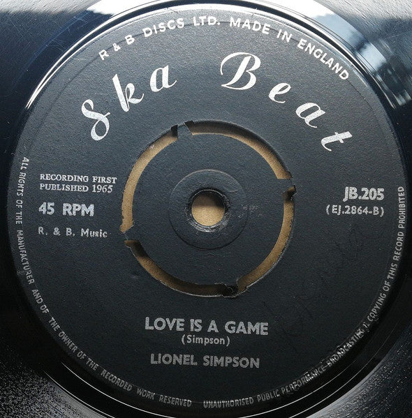 Lionel Simpson : Tell Me What You Want / Love Is A Game (7", Single)
