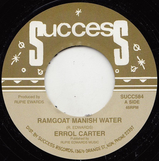 Errol Carter : Ramgoat Manish Water (7", Single, RP)