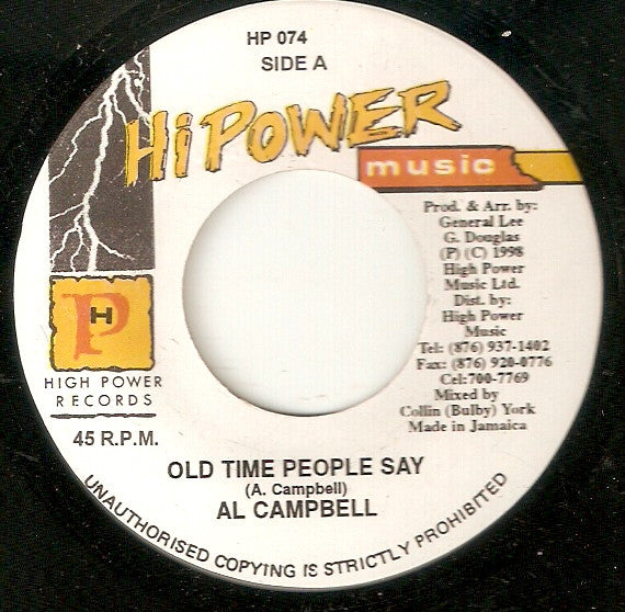 Al Campbell : Old Time People Say (7", Single)