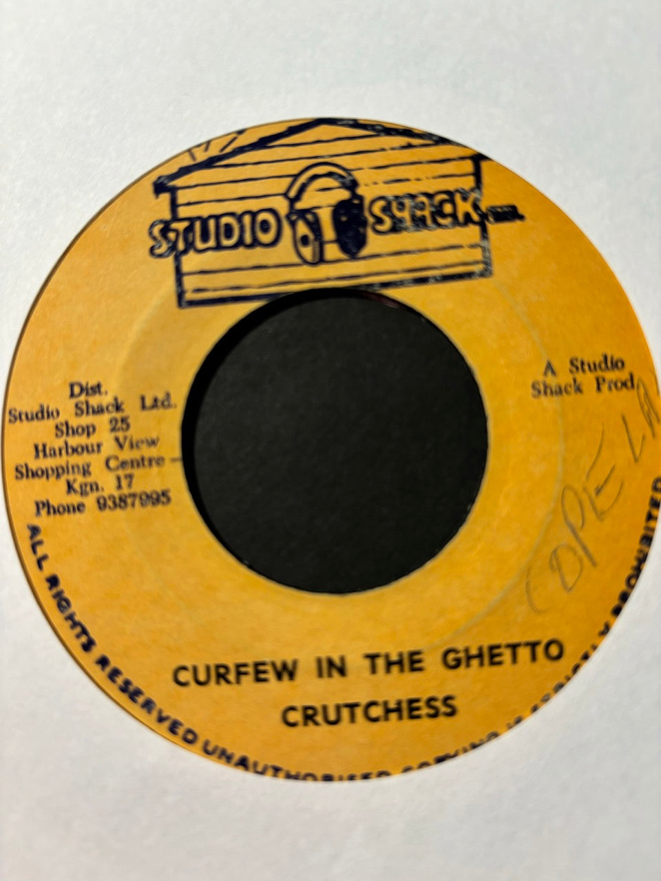 Delroy "Crutches" Jones / Studio Shack All Stars : Curfew In The Ghetto / Curfew In The Ghetto (Version) (7")