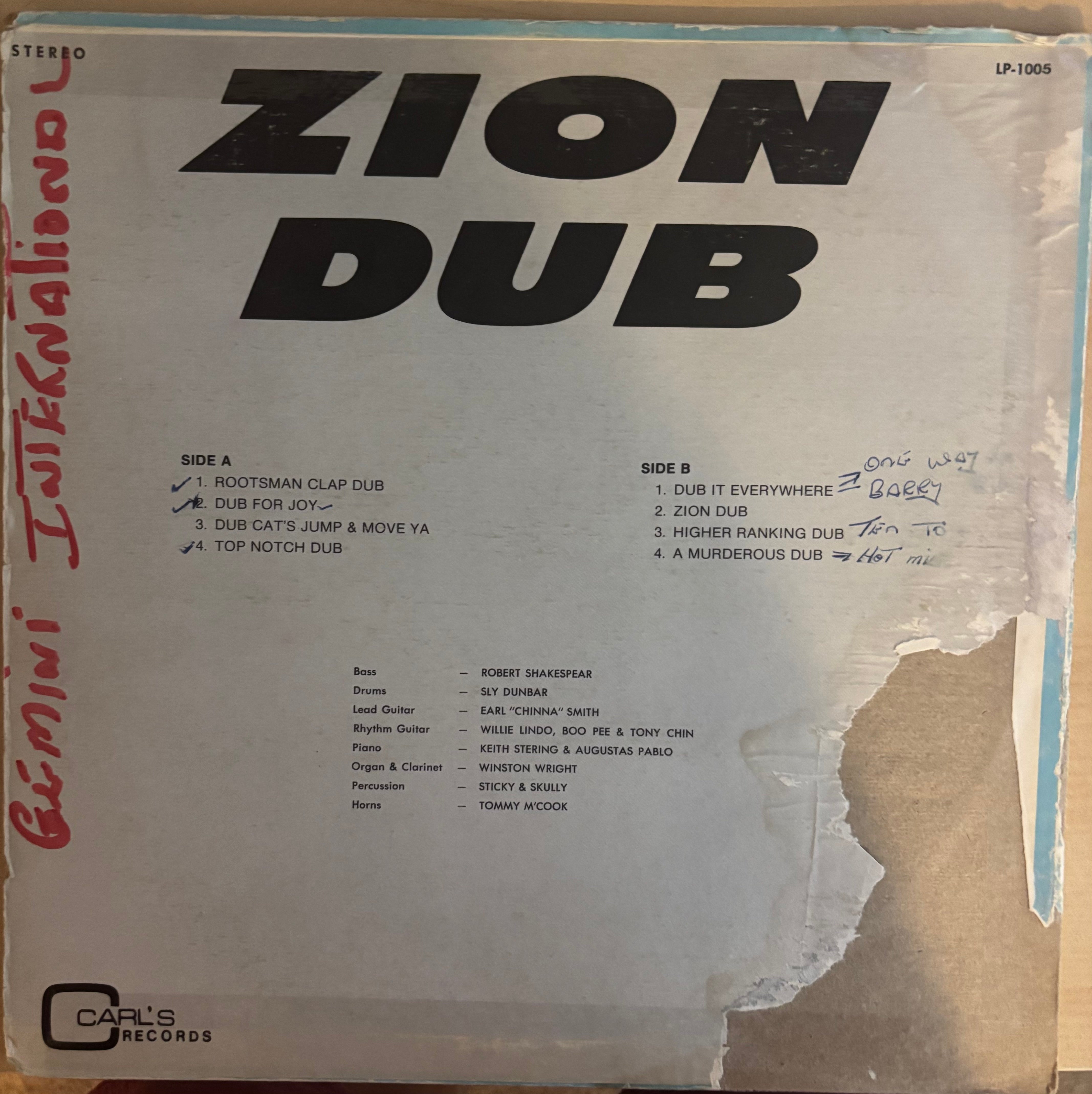 Carl Campbell : Zion Dub (LP, Album)