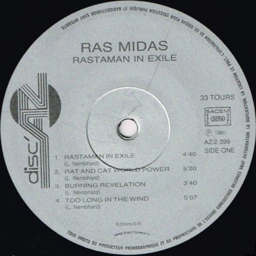 Ras Midas : Rastaman In Exile (LP, Album)