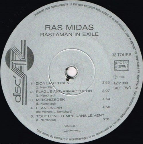 Ras Midas : Rastaman In Exile (LP, Album)