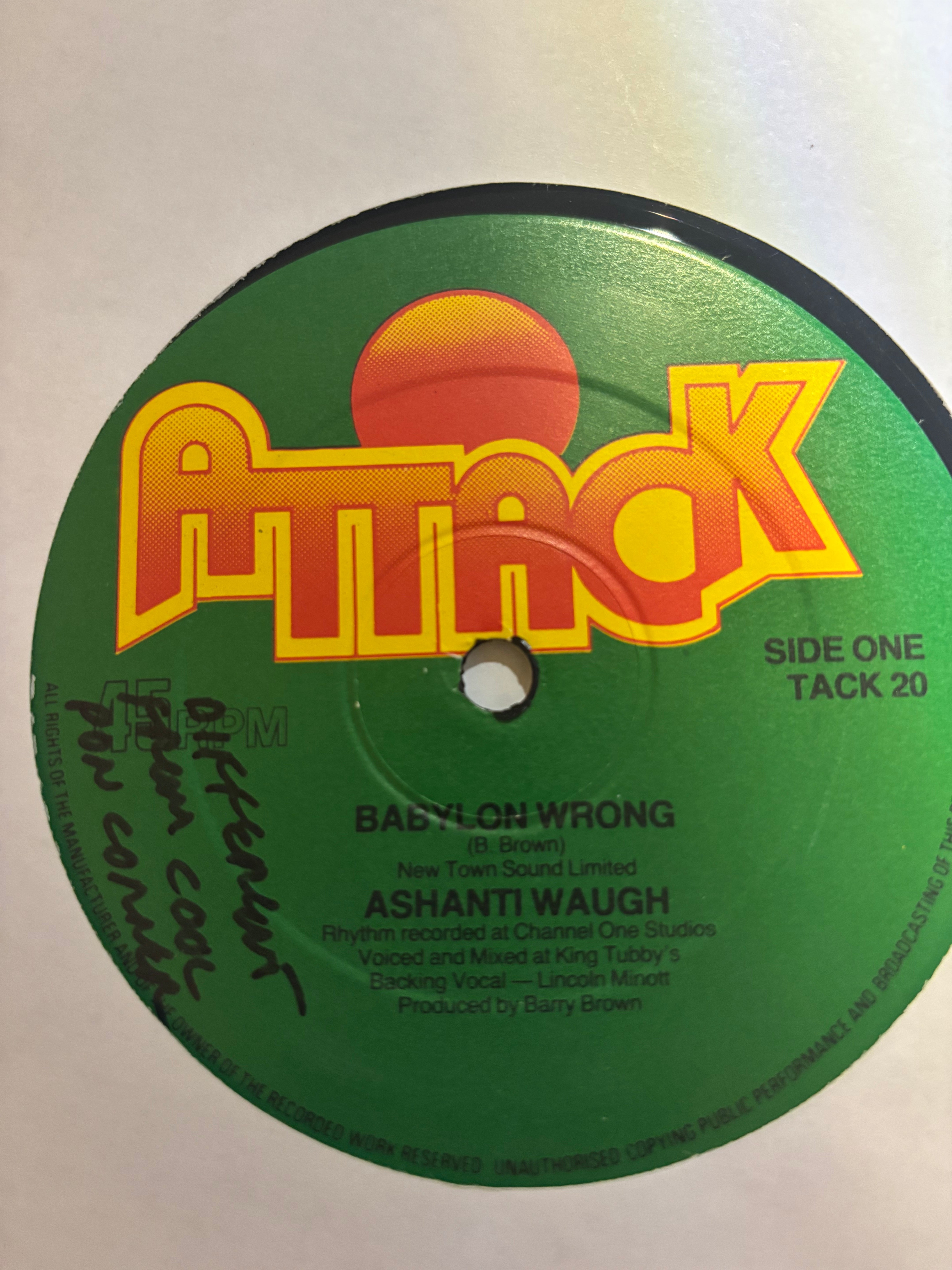 Ashanti Waugh / Barry Brown : Babylon Wrong / Cool Pon Your Corner (12")