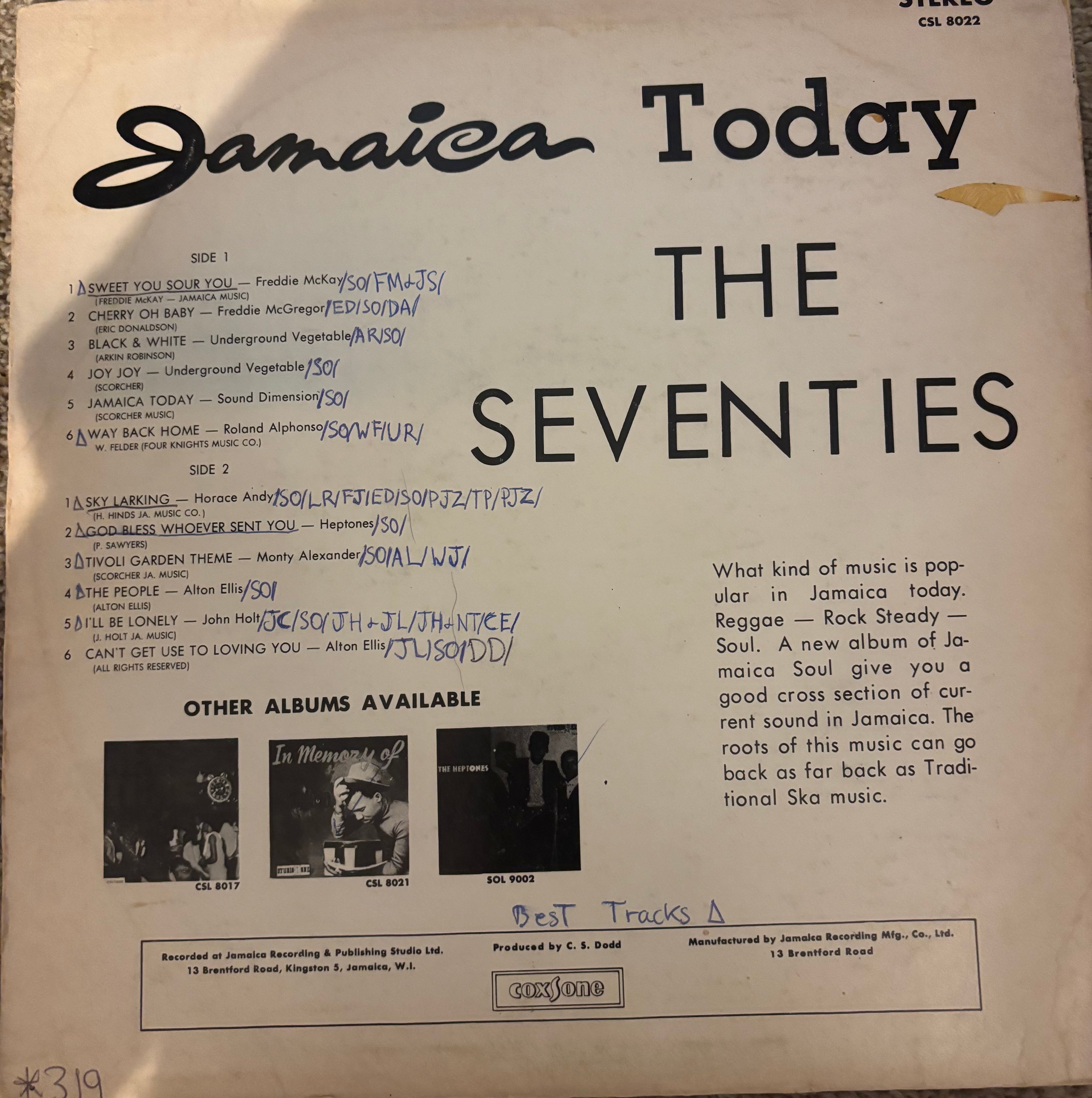 Various : Jamaica Today The Seventies (LP, Comp, RE)