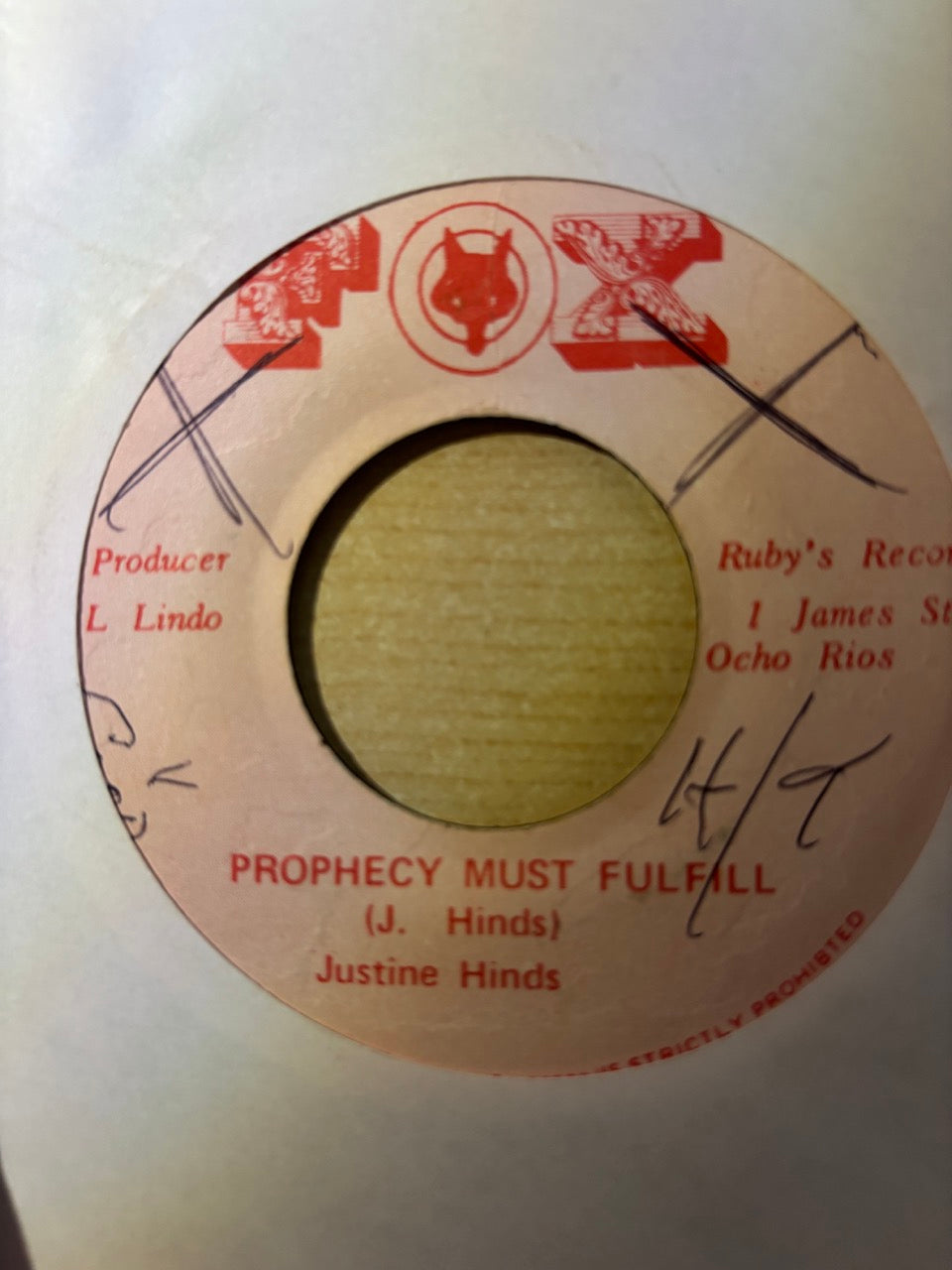 Justin Hinds : Prophecy Must Fulfill (7")