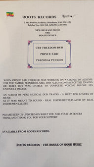 Prince Far I : Cry Freedom Dub (LP, Album)