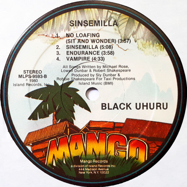 Black Uhuru : Sinsemilla (LP, Album, Kee)