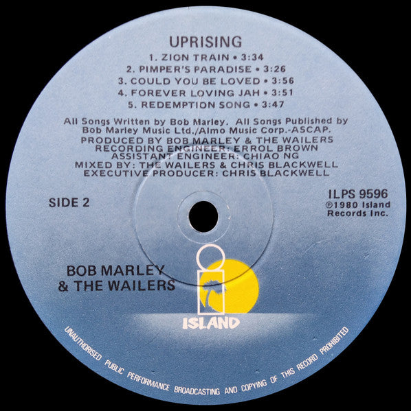 Bob Marley & The Wailers : Uprising (LP, Album, Win)