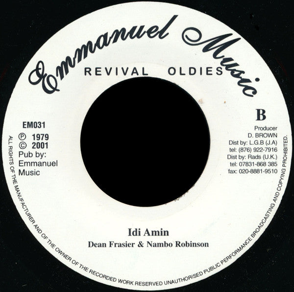 Dean Fraser & Ronald "Nambo" Robinson : Idi Amin (7", RP)