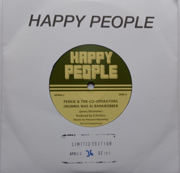 Perkie (2) & The Co-operators (5) : (Mumma Was A) Bankrobber (7", Single, Ltd, Num, Blu)