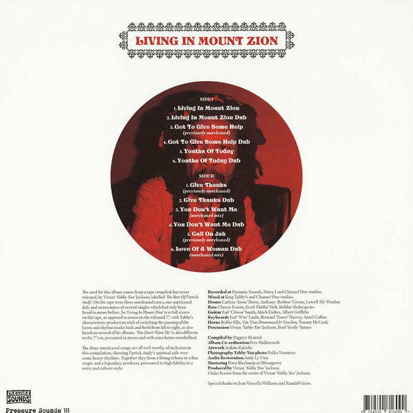 Vivian Jackson Presents Patrick Andy : Living In Mount Zion (LP)