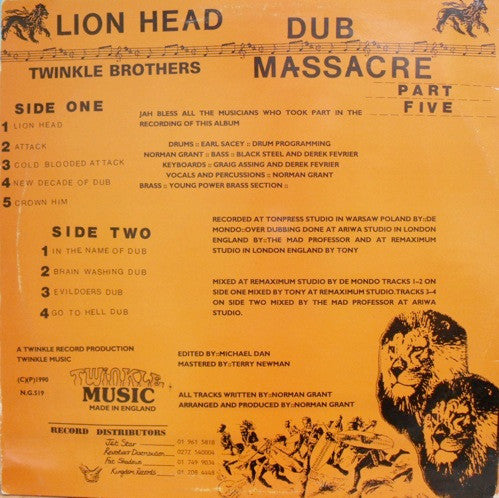 Twinkle Brothers : Dub Massacre Part Five - Lion Head (LP, Album)