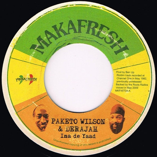 Paketo Wilson & Derajah : Ina De Yaad (7", Ltd, Han)