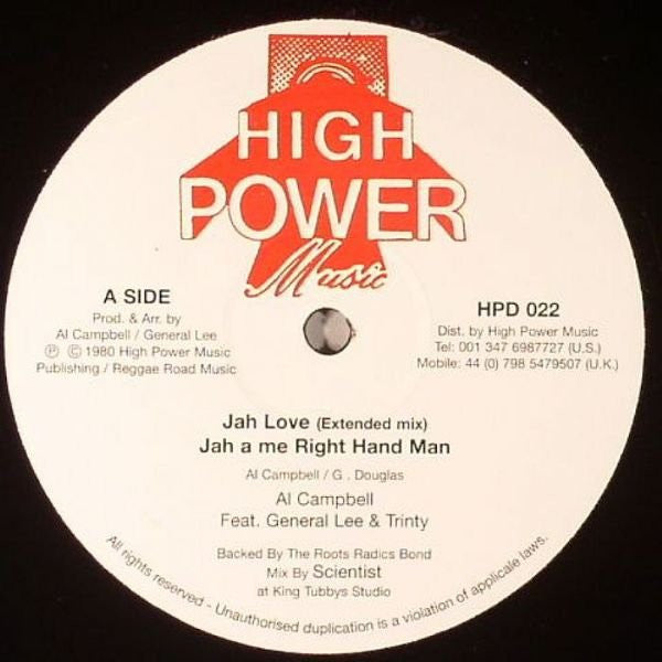 Al Campbell Feat General Lee (4) & Trinity (4) : Jah Love / Jah A Me Right Hand Man (12", Single, RE)