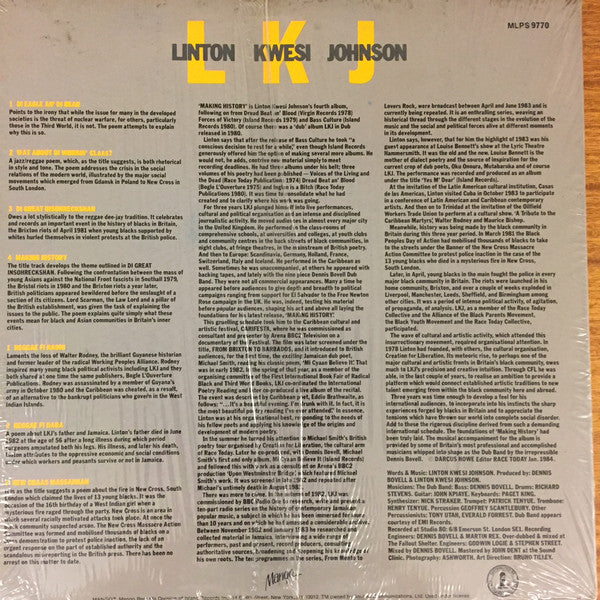Linton Kwesi Johnson : Making History (LP, Album, Hau)