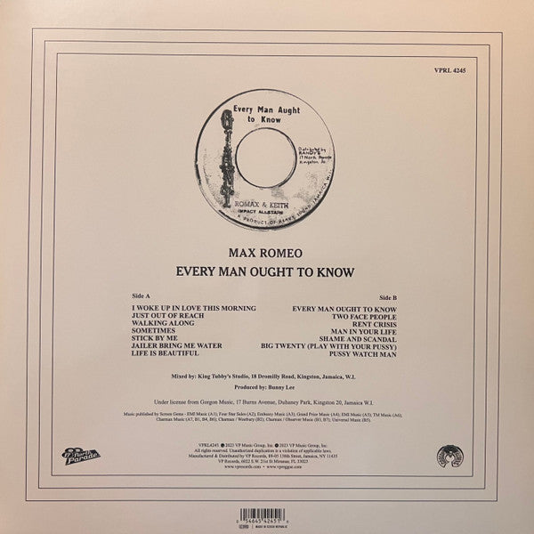 Max Romeo : Every Man Ought To Know (LP, Album, RSD, RE)