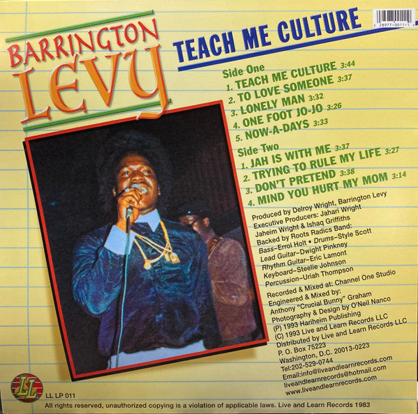 Barrington Levy : Teach Me Culture (LP, Album, Ltd, RE, Blu)
