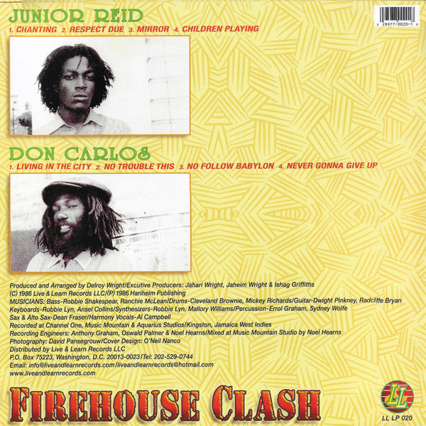 Junior Reid / Don Carlos (2) : Firehouse Clash (LP, Album, Ltd, RE, Sil)