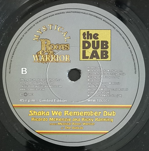 Ricardo McKenzie Aka  Ricky Ranking Meets  Mystical Roots Warrior : Shaka We Remember (7", Ltd)
