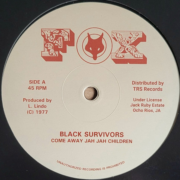 The Black Survivors / Original Survivors : Come Away Jah Jah Children / Come Away Jah Jah Children (12")