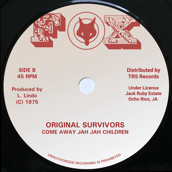 The Black Survivors / Original Survivors : Come Away Jah Jah Children / Come Away Jah Jah Children (12")