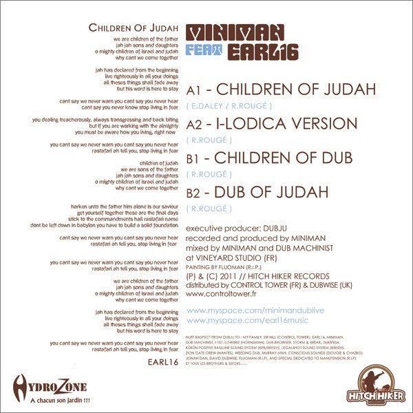 Miniman Feat Earl Sixteen : Children Of Judah (12", Ltd)