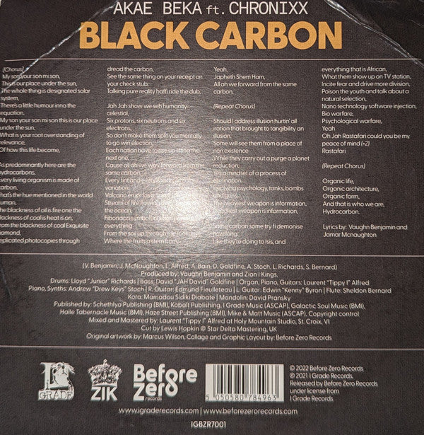 Akae Beka Ft. Chronixx : Black Carbon  (7")